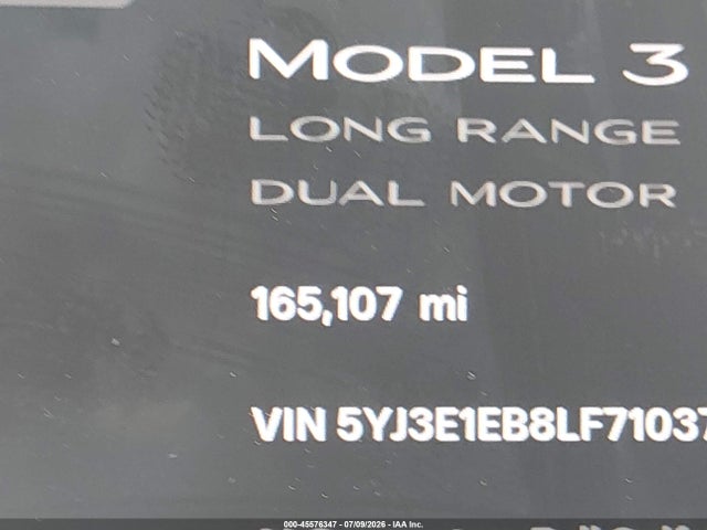 Продажа на аукционе авто 2020 Tesla Model 3 Long Range Dual Motor All-wheel Drive, vin: 5YJ3E1EB8LF710378, номер лота: 45576347
