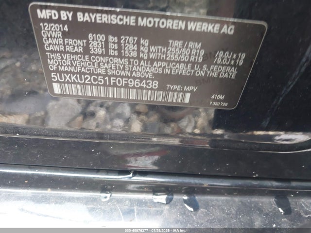Продаж на аукціоні авто 2015 Bmw X6 Xdrive35i, vin: 5UXKU2C51F0F96438, номер лоту: 45576377