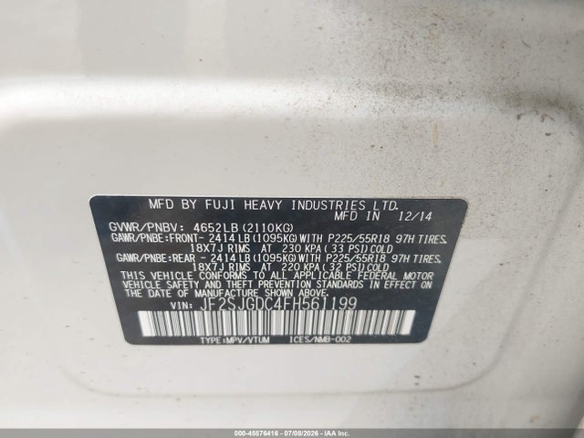 Subaru Forester 2.0xt Premium 2015 JF2SJGDC4FH561199 Image 9