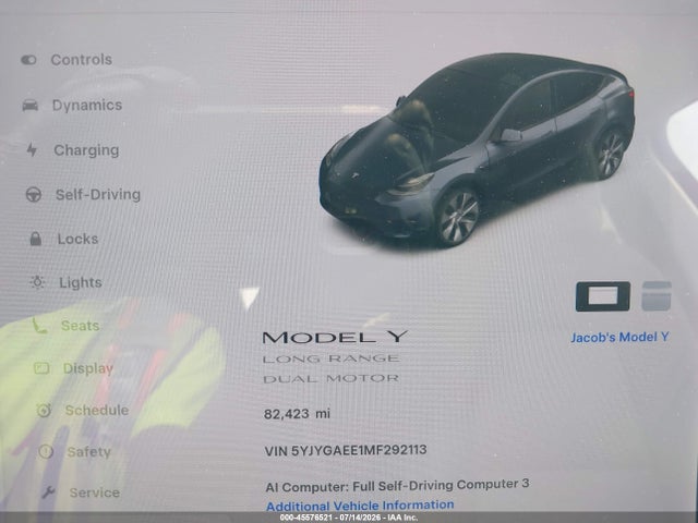 Продажа на аукционе авто 2021 Tesla Model Y Long Range Dual Motor All-wheel Drive, vin: 5YJYGAEE1MF292113, номер лота: 45576521