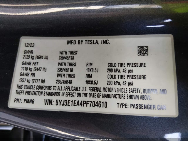 Tesla Model 3 Rear-wheel Drive 2023 5YJ3E1EA4PF704610 Image 9