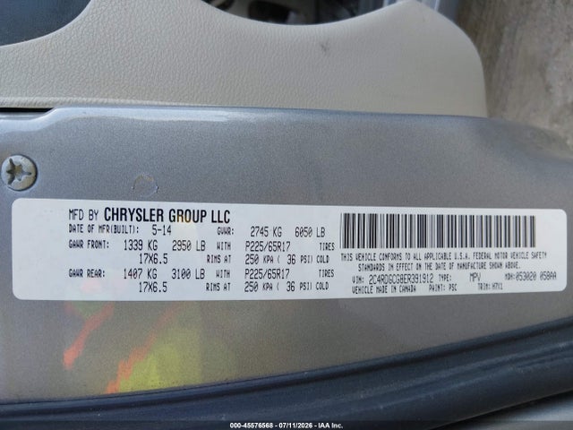 Dodge Grand Caravan Sxt 2014 2C4RDGCG8ER391912 Image 9