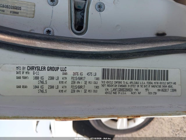 2011 Jeep Patriot Sport მანქანა იყიდება აუქციონზე, vin: 1J4NF1GB0BD280820, აუქციონის ნომერი: 45576573