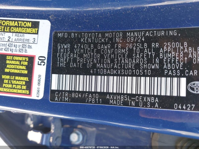 Toyota CAMRY LE 2025 4T1DBADKXSU010510 Image 9