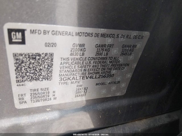 Aukcja sprzedaży 2020 Gmc Terrain Awd Sle, vin: 3GKALTEV4LL256350, numer aukcji: 45576775
