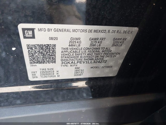 Aukcja sprzedaży 2020 Gmc Terrain Fwd Slt, vin: 3GKALPEV1LL324272, numer aukcji: 45576777