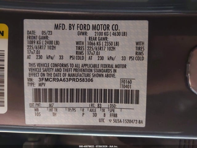 3FMCR9A63PRD58306 Ford Bronco Sport