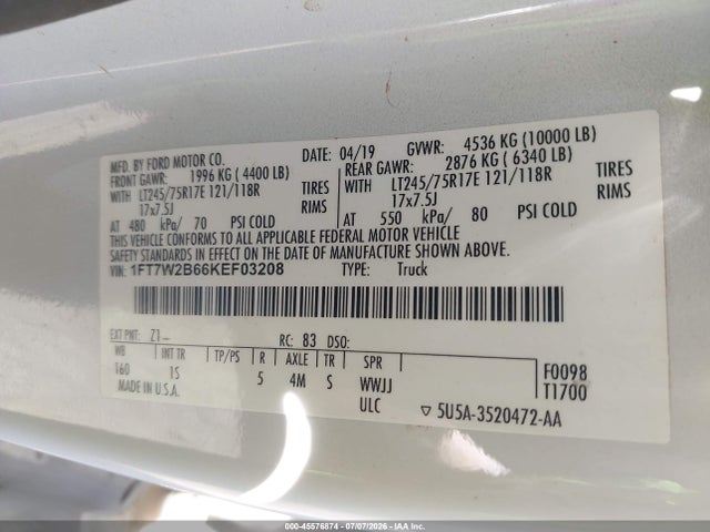 Ford F-250 Xl 2019 1FT7W2B66KEF03208 Image 9