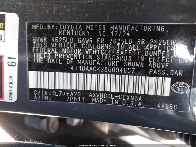 Toyota CAMRY LE 2025 4T1DAACK3SU094657 Image 9
