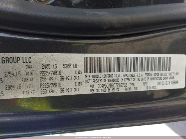 Продаж на аукціоні авто 2012 Dodge Journey Se/avp, vin: 3C4PDCAB0CT216782, номер лоту: 45577057