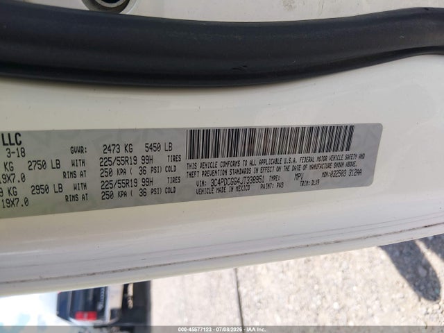 Aukcja sprzedaży 2018 Dodge Journey Crossroad, vin: 3C4PDCGG4JT338951, numer aukcji: 45577123