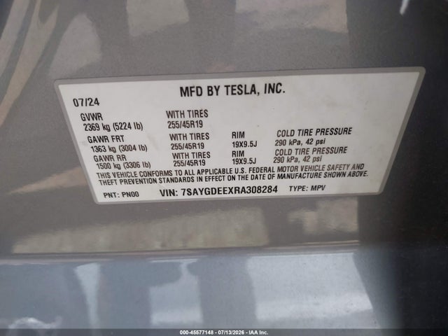 2024 Tesla Model Y Long Range Dual Motor All-wheel Drive მანქანა იყიდება აუქციონზე, vin: 7SAYGDEEXRA308284, აუქციონის ნომერი: 45577148