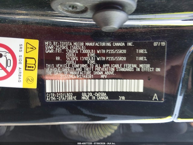 45577220 :رقم المزاد ، 2T2ZZMCA1KC148381 vin ، 2019 Lexus Rx 350 مزاد بيع