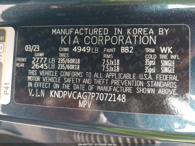 Auction sale of the 2023 Kia Sportage Hybrid Ex, vin: KNDPVCAG7P7072148, lot number: 45577227