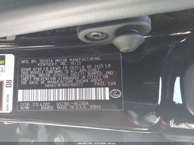Aukcja sprzedaży 2024 Lexus Es 350, vin: 58ADZ1B1XRU166572, numer aukcji: 45577303