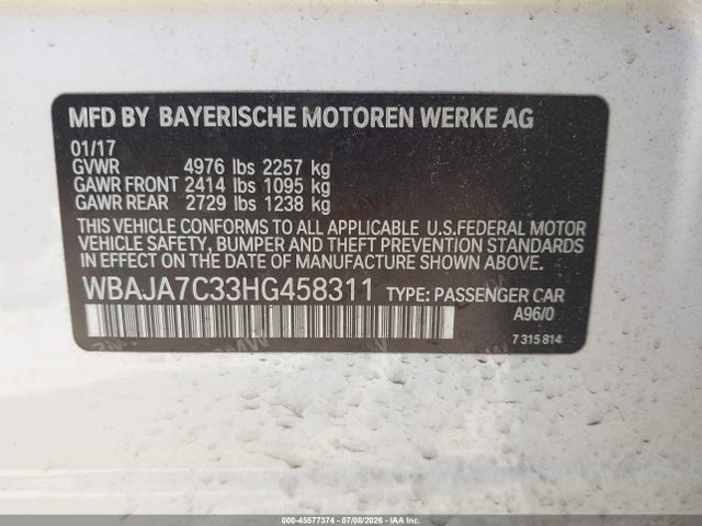 Продаж на аукціоні авто 2017 Bmw 530i Xdrive, vin: WBAJA7C33HG458311, номер лоту: 45577374