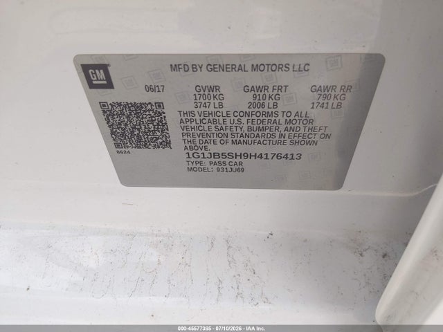 Chevrolet Sonic Ls Auto 2017 1G1JB5SH9H4176413 Image 9