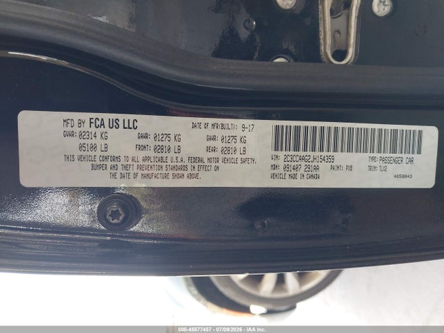 45577457 :رقم المزاد ، 2C3CCAAG2JH154359 vin ، 2018 Chrysler 300 Touring L مزاد بيع