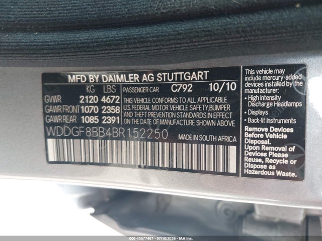 Продаж на аукціоні авто 2011 Mercedes-benz C 300 Luxury 4matic/sport 4matic, vin: WDDGF8BB4BR152250, номер лоту: 45577467