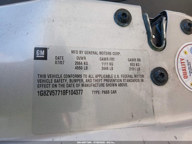 Продаж на аукціоні авто 2008 Saturn Aura Xr, vin: 1G8ZV57718F104377, номер лоту: 45577490