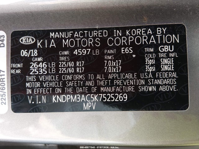 KIA Sportage Lx 2019 KNDPM3AC5K7525269 Image 9
