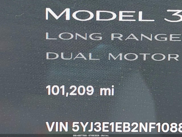 Продажа на аукционе авто 2022 Tesla Model 3 Long Range Dual Motor All-wheel Drive, vin: 5YJ3E1EB2NF108868, номер лота: 45577588