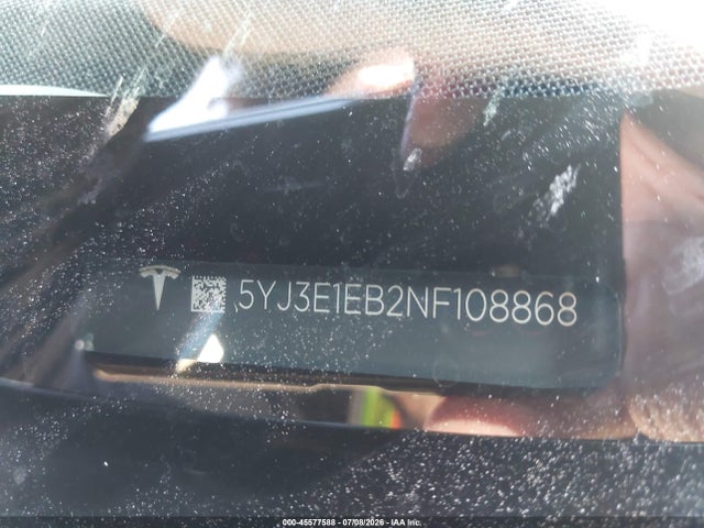 Продажа на аукционе авто 2022 Tesla Model 3 Long Range Dual Motor All-wheel Drive, vin: 5YJ3E1EB2NF108868, номер лота: 45577588