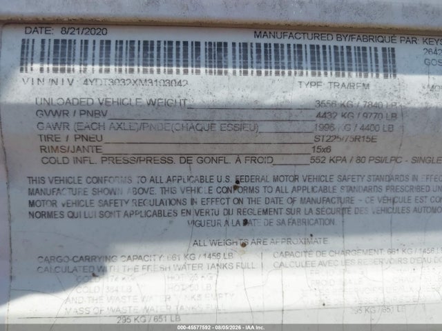 Keystone Rv Other 2021 4YDT3032XM3103042 Image 9