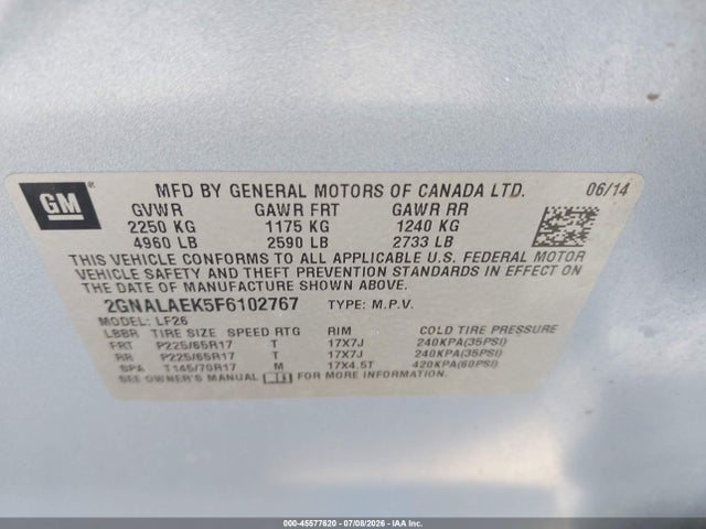Chevrolet EQUINOX LS 2015 2GNALAEK5F6102767 Image 9