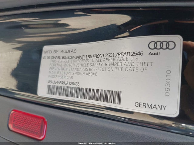 Продаж на аукціоні авто 2018 Audi S4 3.0t Premium Plus, vin: WAUB4AF49JA128436, номер лоту: 45577626