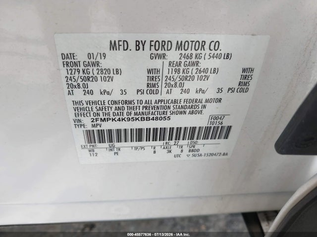 Ford Edge Titanium 2019 2FMPK4K95KBB48055 Image 9