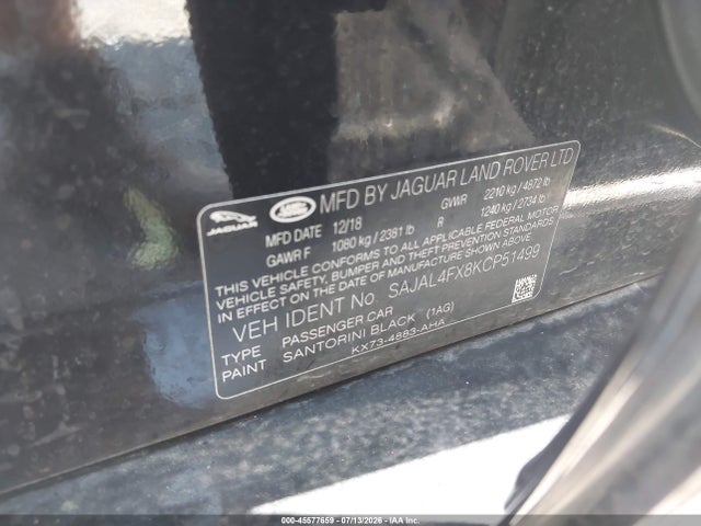 Продажа на аукционе авто 2019 Jaguar Xe 25t R-sport, vin: SAJAL4FX8KCP51499, номер лота: 45577659