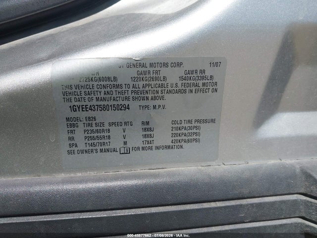 Продаж на аукціоні авто 2008 Cadillac Srx V6, vin: 1GYEE437580150294, номер лоту: 45577662