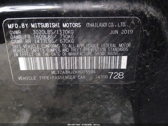 Mitsubishi MIRAGE ES 2019 ML32A3HJ2KH015594 Image 9