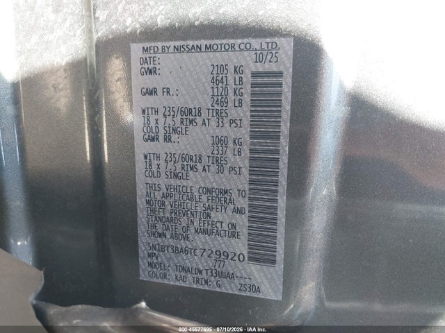 Nissan ROGUE SV 2026 5N1BT3BA6TC729920 Image 9
