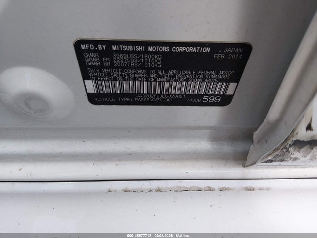 Aukcja sprzedaży 2014 Mitsubishi Lancer Es, vin: JA32U2FU3EU020051, numer aukcji: 45577712
