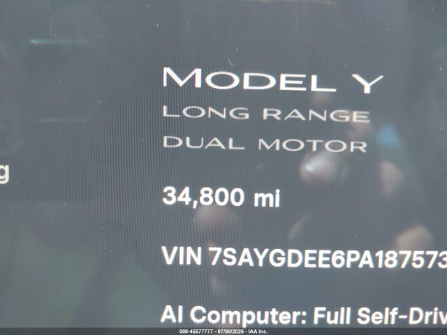 Продаж на аукціоні авто 2023 Tesla Model Y Awd/long Range Dual Motor All-wheel Drive, vin: 7SAYGDEE6PA187573, номер лоту: 45577777