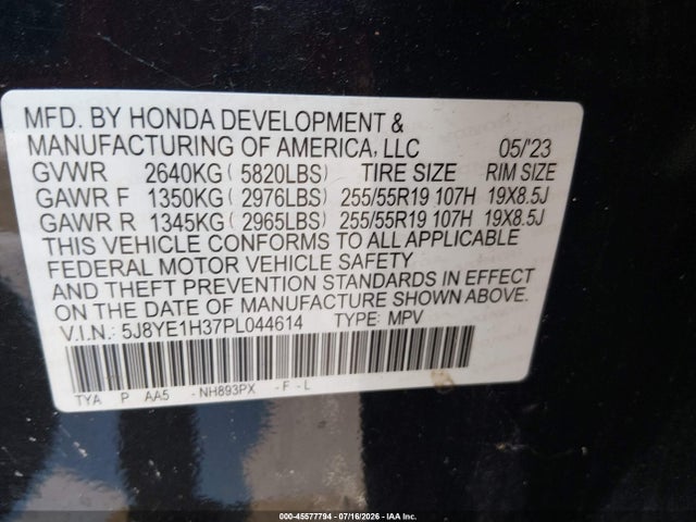 2023 Acura Mdx Standard მანქანა იყიდება აუქციონზე, vin: 5J8YE1H37PL044614, აუქციონის ნომერი: 45577794