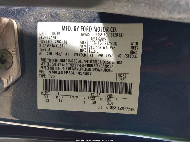 Продажа на аукционе авто 2020 Ford Transit Connect Xlt Passenger, vin: NM0GE9F23L1454607, номер лота: 45577800
