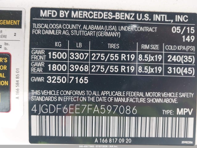 Mercedes-Benz Gl 450 4matic 2015 4JGDF6EE7FA597086 Image 9