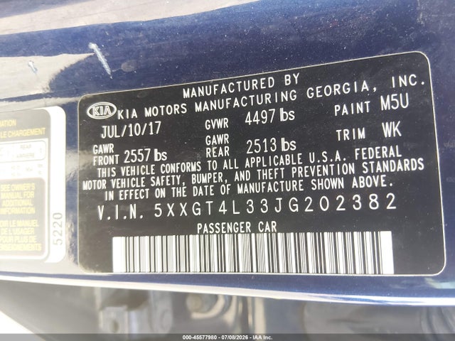 KIA Optima S 2018 5XXGT4L33JG202382 Image 9