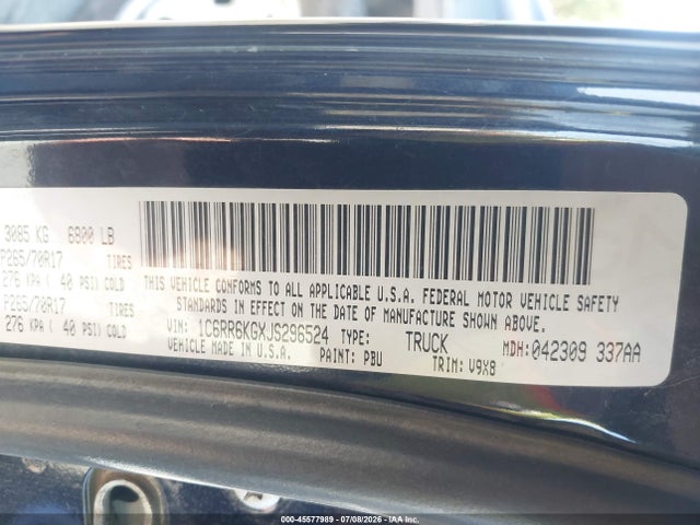 2018 Ram 1500 Tradesman  4x2 5'7 Box მანქანა იყიდება აუქციონზე, vin: 1C6RR6KGXJS296524, აუქციონის ნომერი: 45577989
