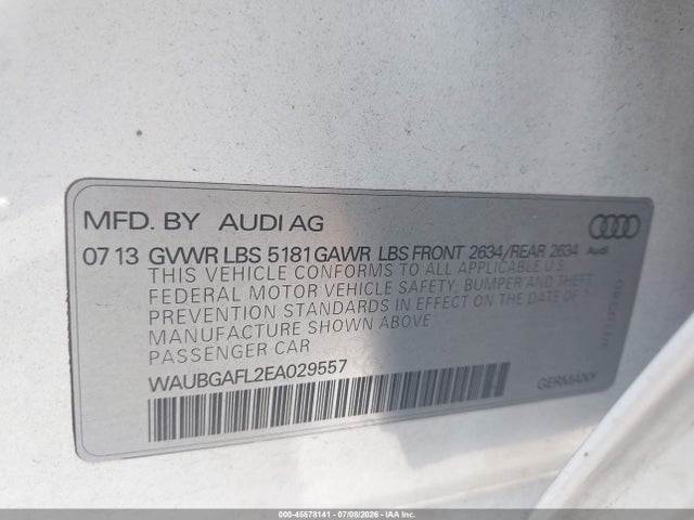 Aukcja sprzedaży 2014 Audi S4 3.0t Premium Plus, vin: WAUBGAFL2EA029557, numer aukcji: 45578141