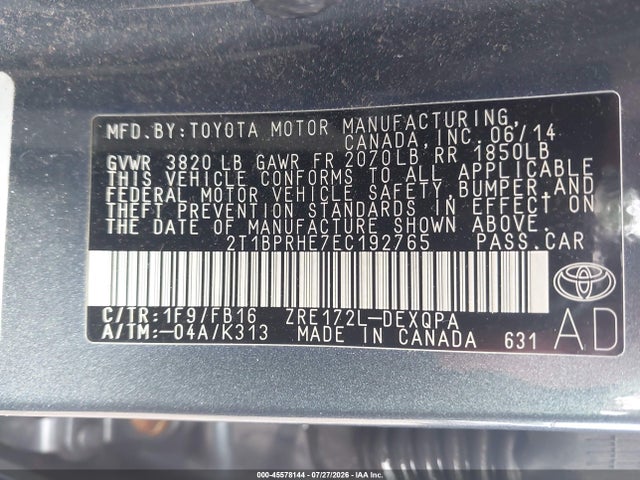 Продаж на аукціоні авто 2014 Toyota Corolla Le Eco, vin: 2T1BPRHE7EC192765, номер лоту: 45578144