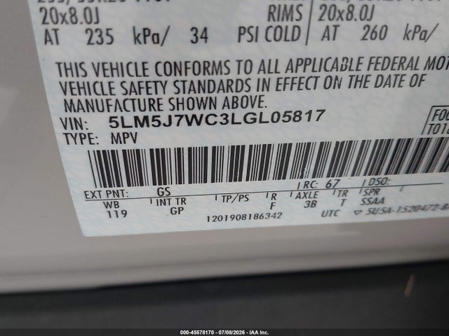Lincoln Aviator Reserve 2020 5LM5J7WC3LGL05817 Image 9