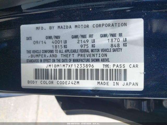 JM1BM1M7XF1233896 Mazda Mazda3 I Grand Touring