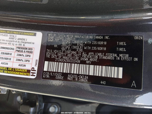 2025 Lexus Nx 250 მანქანა იყიდება აუქციონზე, vin: 2T2ADCAZ9SC020498, აუქციონის ნომერი: 45578207