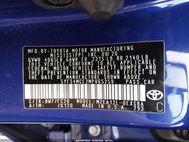 Toyota COROLLA SE 2021 5YFS4MCE2MP065259 Image 9