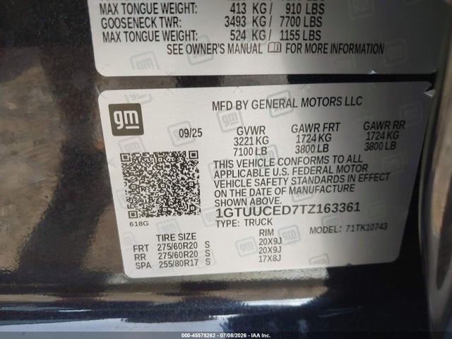 Продаж на аукціоні авто 2026 Gmc Sierra 1500 , Standard Bed, Elevation, 4wd, vin: 1GTUUCED7TZ163361, номер лоту: 45578262