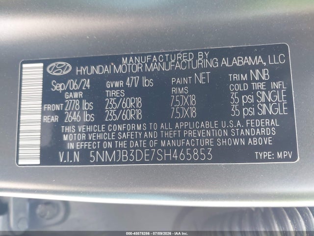 Hyundai TUCSON SEL 2025 5NMJB3DE7SH465853 Image 9